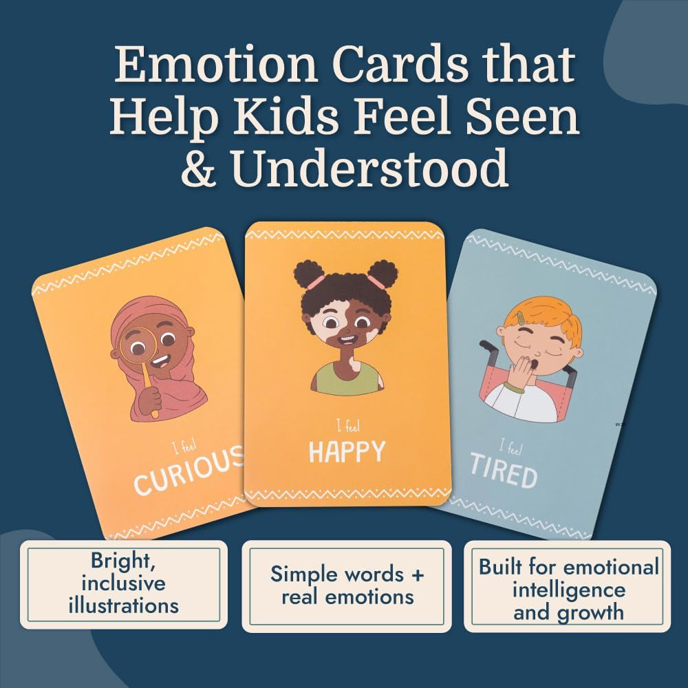 Emotion Flashcards – 25 Emotion Cards for Toddlers - Help Toddlers Identify Emotions – Emotion Cards for Kids – Fun Illustrations Mixed Emotions Card Deck & Feelings Card - 2-8 Years