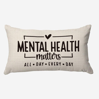 Mental Health Matters Throw Pillow Cover,Mental Health Awareness Gifts,Inspirational Psychology Pillow Case 12 X 20 Inch Home Dorm Therapy Office Sofa Bed Decor