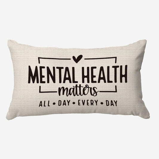 Mental Health Matters Throw Pillow Cover,Mental Health Awareness Gifts,Inspirational Psychology Pillow Case 12 X 20 Inch Home Dorm Therapy Office Sofa Bed Decor