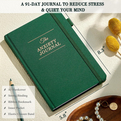 Guided Anxiety Journal: Cognitive Behavioral Therapy Journal with Prompts for Self-Care and Stress Relief - A5 Dark Green Edition for Mental Wellness Gifts for Men and Women