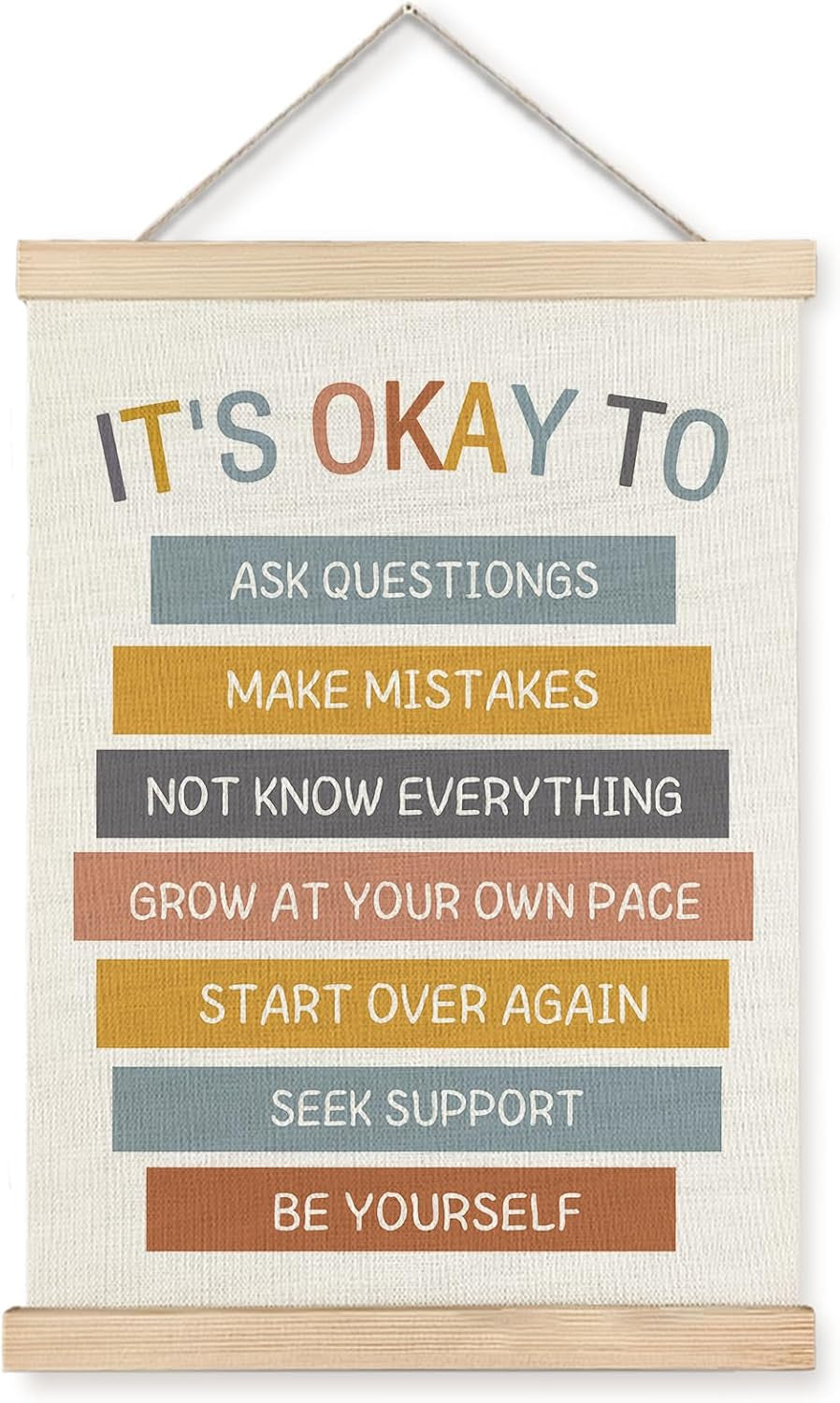 Mental Health It'S OK to Wall Art Poster Framed, Mental Health Awareness Canvas Wall Art Prints for School Counselor Therapist Office Decor, 12X16 Inches