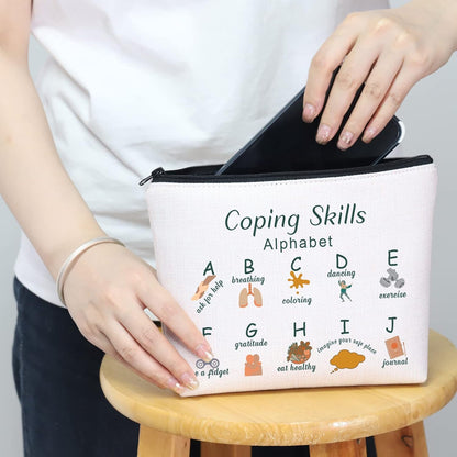 Coping Skills Alphabet Tote Bag Counselor Handbag Mental Health Awareness Bag Therapist Bag