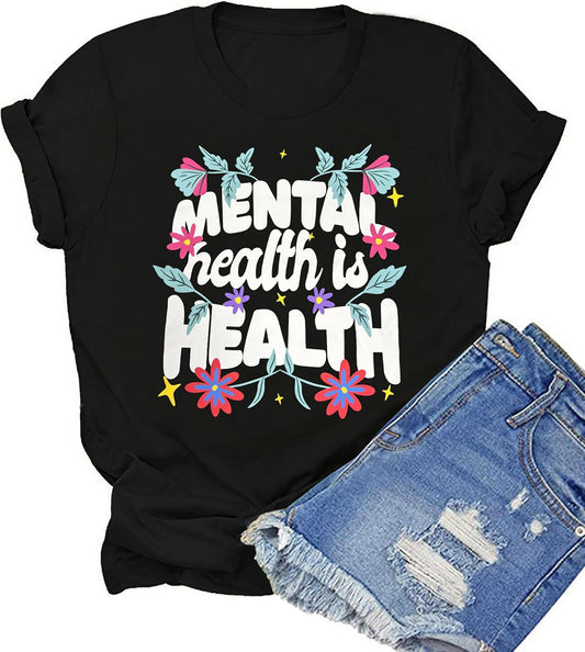 Women'S Mental Health Awareness Shirt Mental Health Matters Graphic Short Sleeve Tee Tops