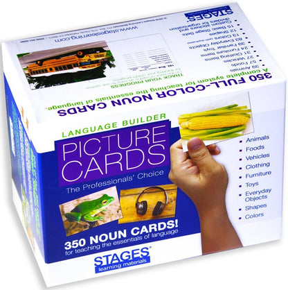 Stages Learning Materials Language Builder Picture Noun Flash Cards Photo Vocabulary Autism Learning Products for ABA Therapy and Speech Articulation,White