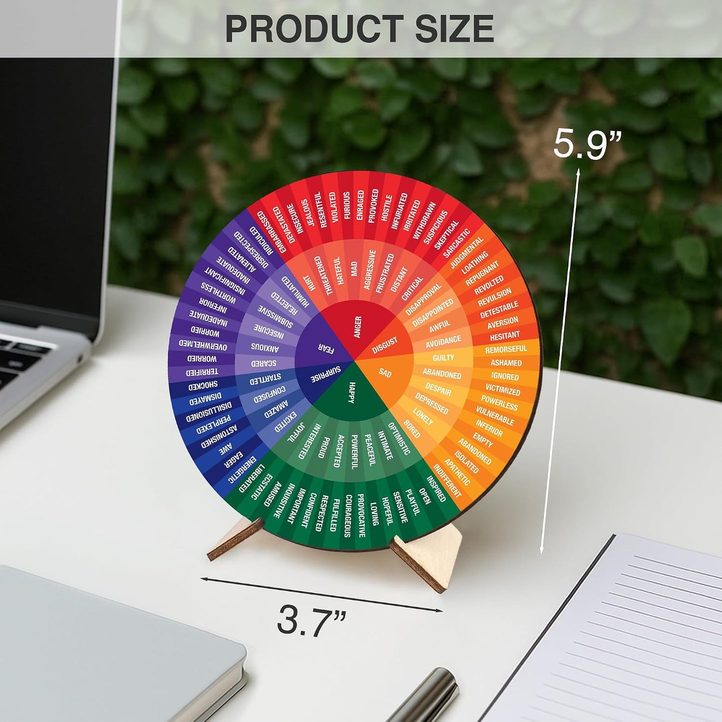 Feelings Wheel Therapy Office Desk Decor, Double Sided Emotion Wheel Chart for Mental Health Decor, Counseling Office Must Haves, Therapist Gifts, Mental Health Feelings Chart for Women Men