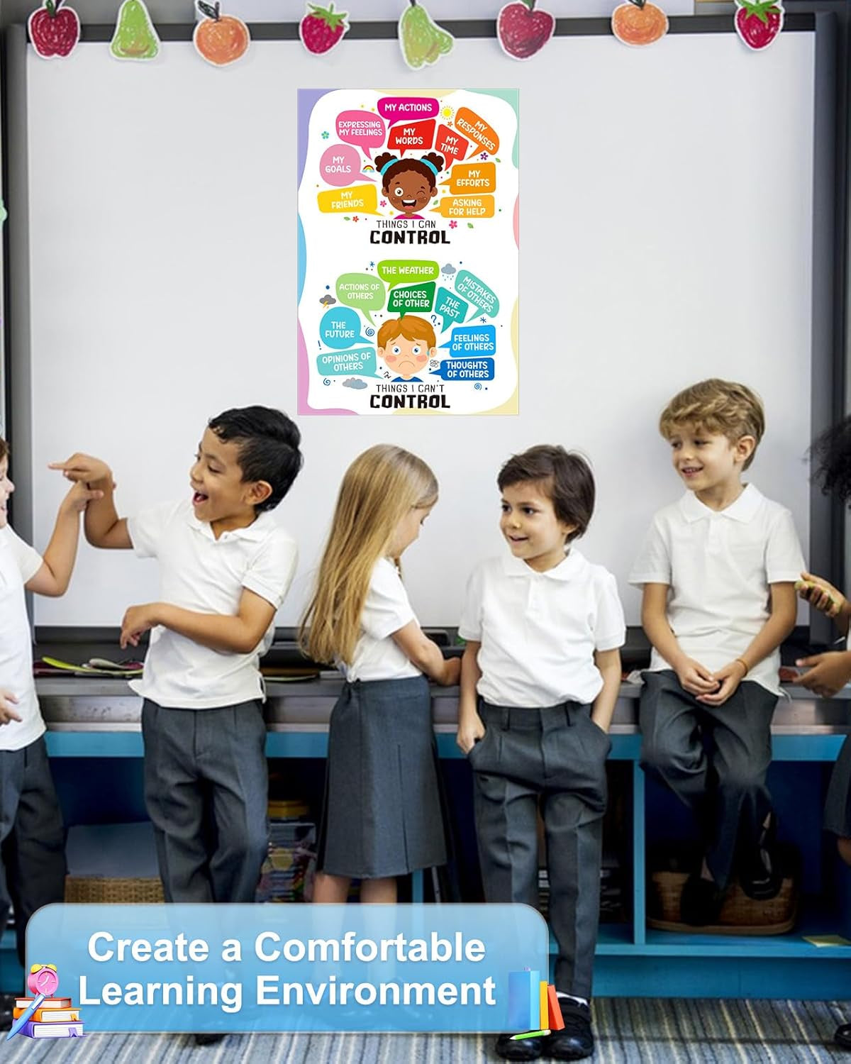 Things I Can Control-Things I Cannot Control Mental Health Posters for Boho Classroom Decor Home Mental Health Educational Posters for Boys Girls Teachers Elementary Back to School Supplies