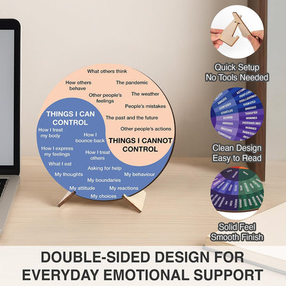 Feelings Wheel Therapy Office Desk Decor, Double Sided Emotion Wheel Chart for Mental Health Decor, Counseling Office Must Haves, Therapist Gifts, Mental Health Feelings Chart for Women Men