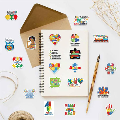 Healing Stickers Autism Stickers 50 Pcs Autism Awareness Waterproof Vinyl Decals for Water Bottles Laptop Luggage Cup Computer Mobile Phone Skateboard Guitar Helmet Snowboard Décor