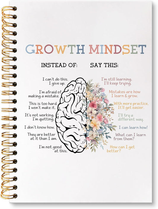 Mental Health Office Inspirational Mental Health Notebook Journal, Growth Mindset Therapy Journal for Women, Motivational Positive Affirmations Hardcover Spiral Notebooks, 5.5X8.3 Inch