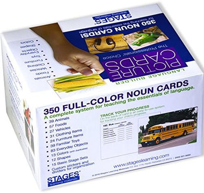Stages Learning Materials Language Builder Picture Noun Flash Cards Photo Vocabulary Autism Learning Products for ABA Therapy and Speech Articulation,White
