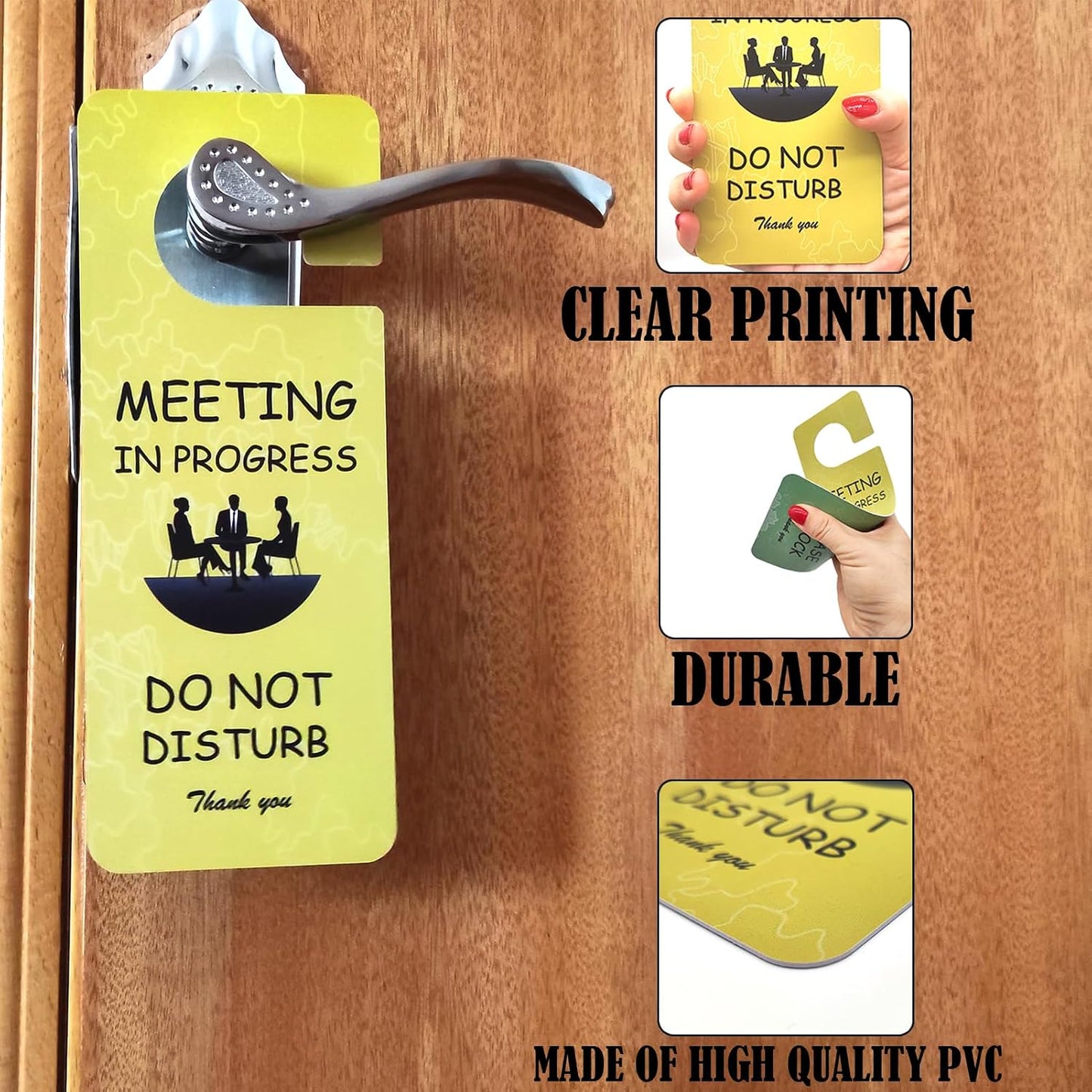 Meeting in Progress Office Sign, 2Pack Do Not Disturb/Please Knock Come in Sign, Double Sided - Ideal for Office, Home, Clinic, Hotel, Dorm, Online Class, School, Counselling