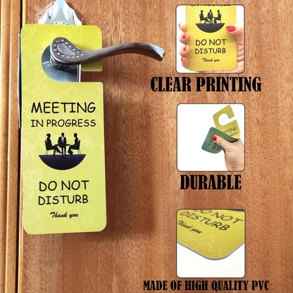Meeting in Progress Office Sign, 2Pack Do Not Disturb/Please Knock Come in Sign, Double Sided - Ideal for Office, Home, Clinic, Hotel, Dorm, Online Class, School, Counselling