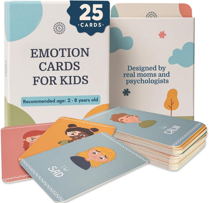 Emotion Flashcards – 25 Emotion Cards for Toddlers - Help Toddlers Identify Emotions – Emotion Cards for Kids – Fun Illustrations Mixed Emotions Card Deck & Feelings Card - 2-8 Years