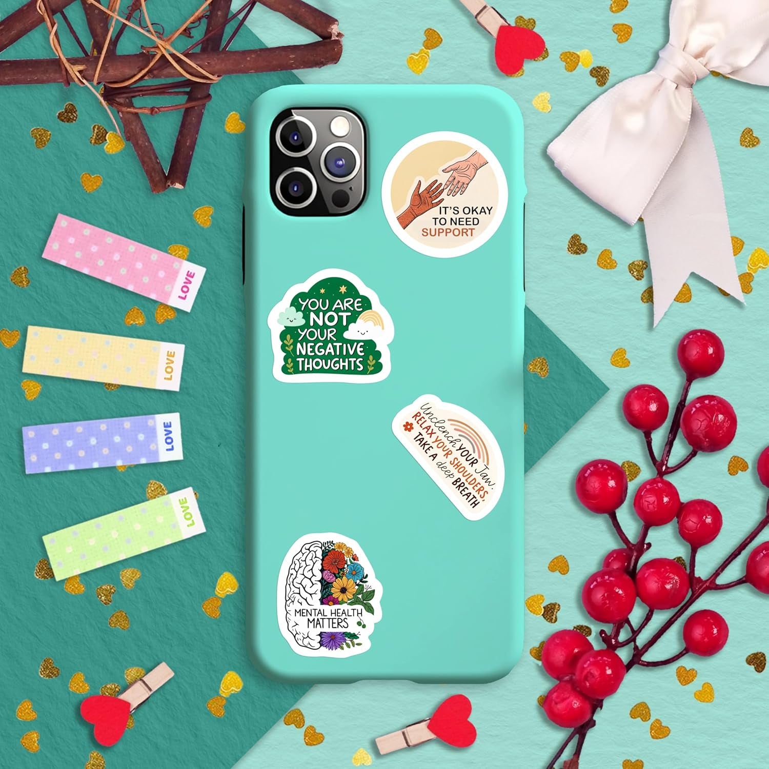 100Pcs Mental Health Stickers for Adults, for Water Bottle - Mental Health Awareness Gifts - Therapist, Counselor Stickers - Gift for Women & Men