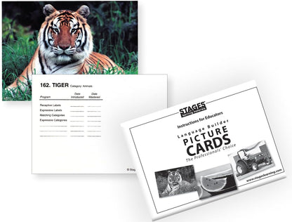 Stages Learning Materials Language Builder Picture Noun Flash Cards Photo Vocabulary Autism Learning Products for ABA Therapy and Speech Articulation,White