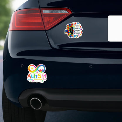 (4 Pcs) Autism Awareness Stickers - Autism Stickers for Car, Bumper, Truck, Tumbler, Laptop - Autism Decals for Car - 4 Inch Autistic Child on Board Stickers