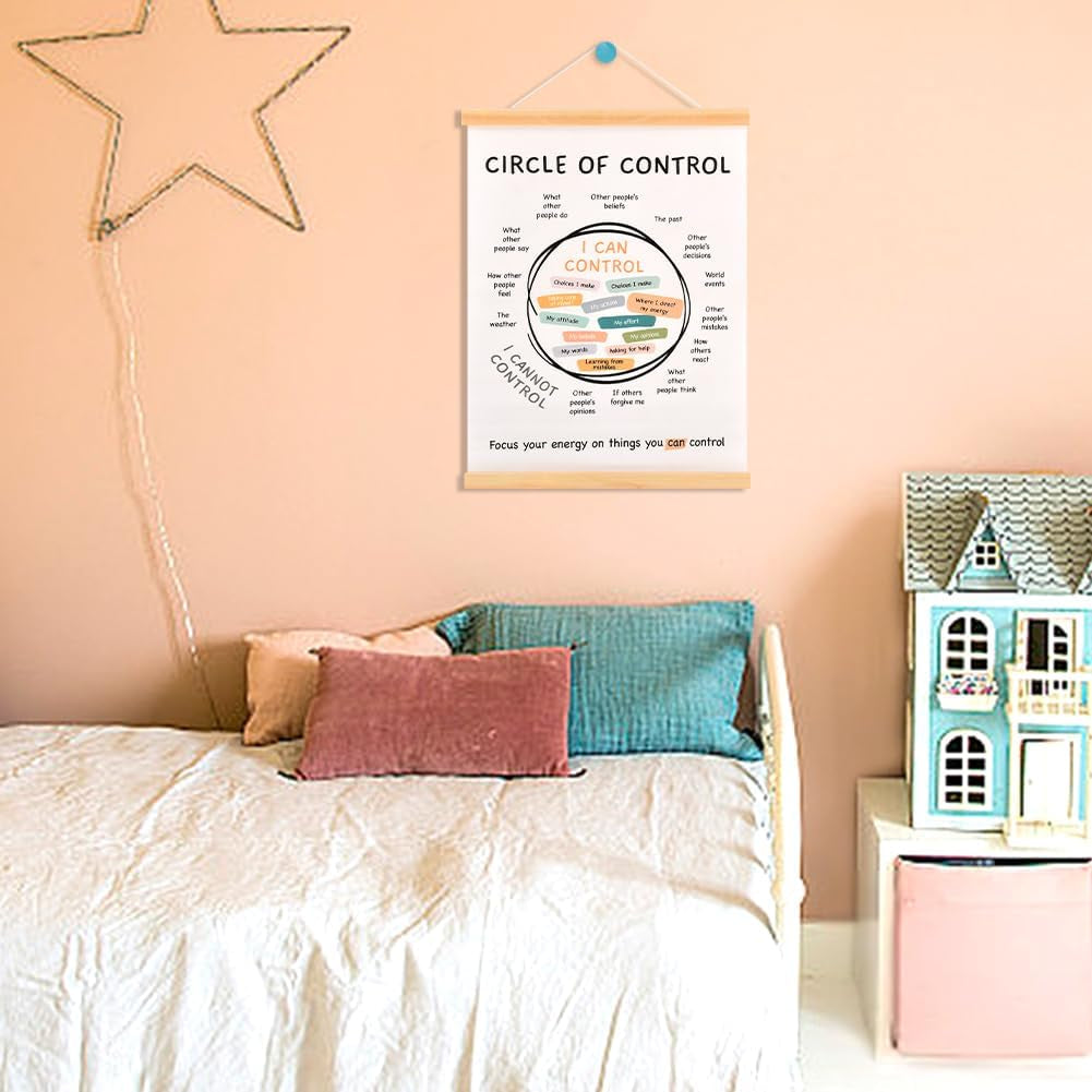Mental Health Poster Frame - Circle of Control, 16x12 Inch Inspirational Wall Art for Counseling Offices, Classrooms, and Therapy Decor