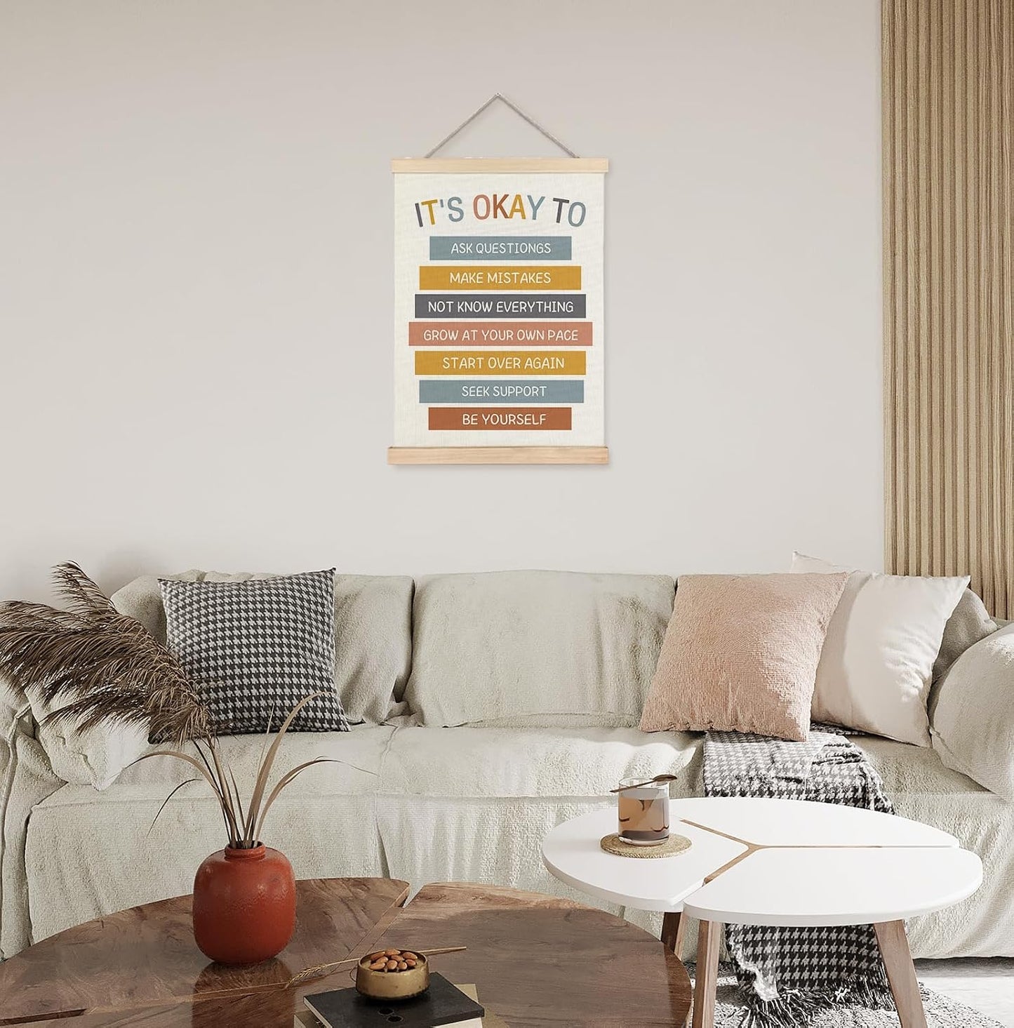 Mental Health It'S OK to Wall Art Poster Framed, Mental Health Awareness Canvas Wall Art Prints for School Counselor Therapist Office Decor, 12X16 Inches
