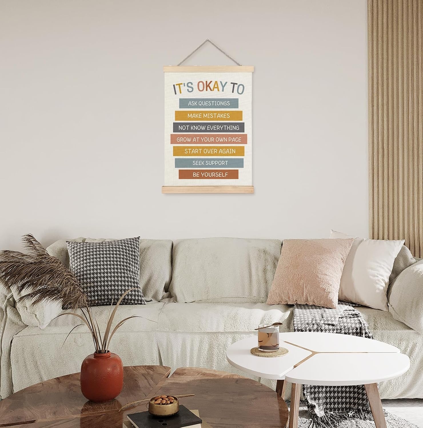 Mental Health It'S OK to Wall Art Poster Framed, Mental Health Awareness Canvas Wall Art Prints for School Counselor Therapist Office Decor, 12X16 Inches