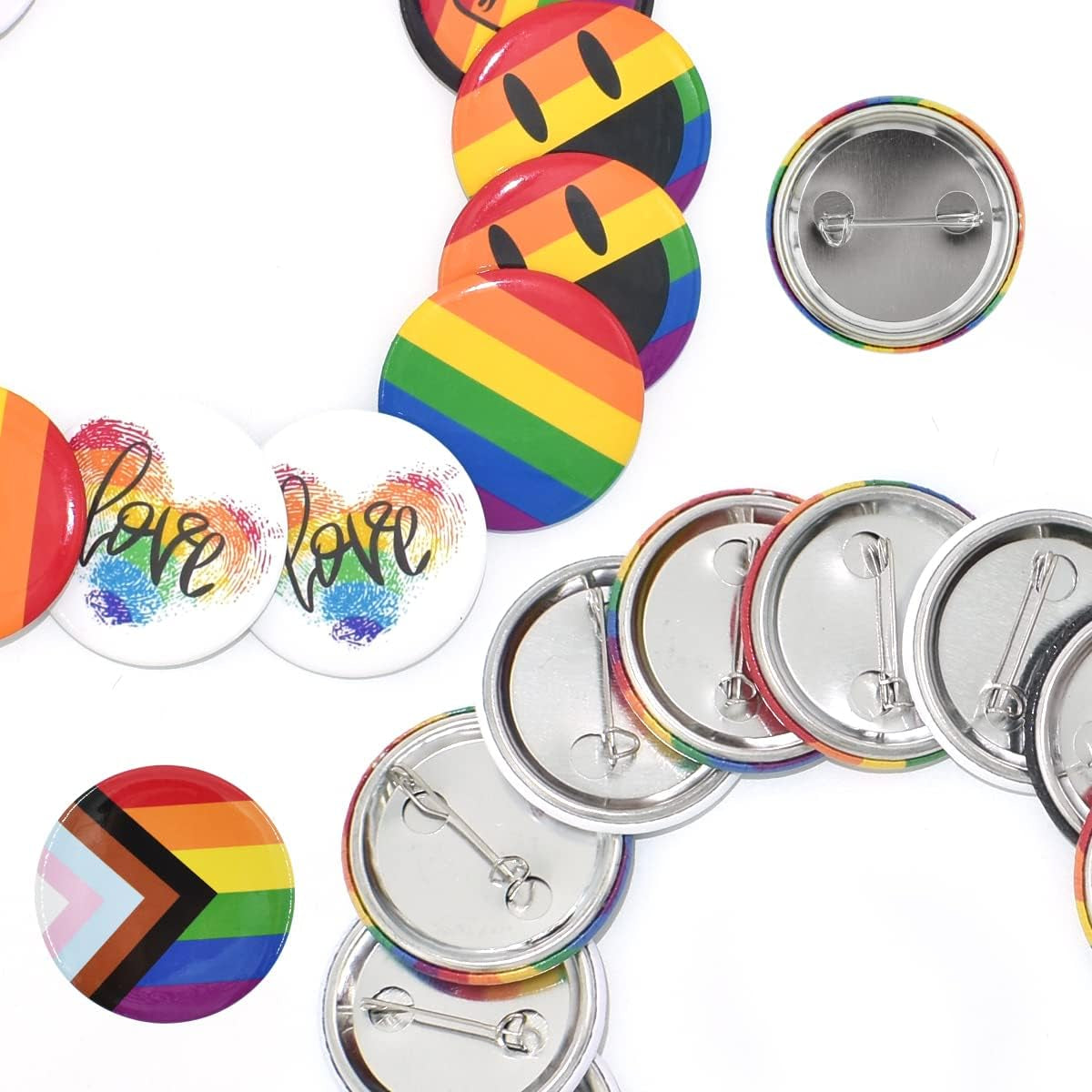 14Pcs LGBTQ Pride Pride Rainbow Brooch round Badge Button Pin 1.7 Inch/44Mm for Decorate Hat Shirt Clothing Bag Accessories 7 Different Patterns