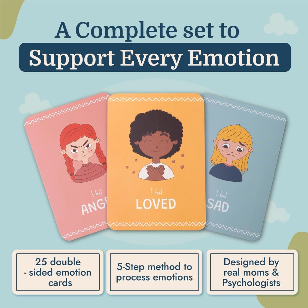 Emotion Flashcards – 25 Emotion Cards for Toddlers - Help Toddlers Identify Emotions – Emotion Cards for Kids – Fun Illustrations Mixed Emotions Card Deck & Feelings Card - 2-8 Years