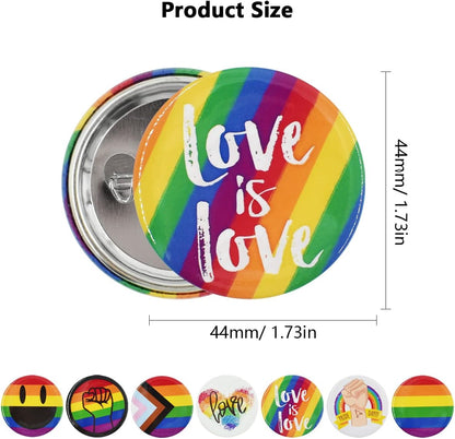 14Pcs LGBTQ Pride Pride Rainbow Brooch round Badge Button Pin 1.7 Inch/44Mm for Decorate Hat Shirt Clothing Bag Accessories 7 Different Patterns