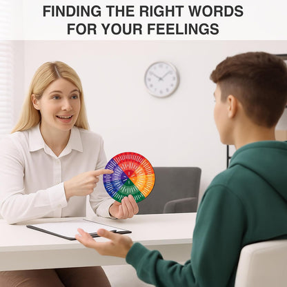 Feelings Wheel Therapy Office Desk Decor, Double Sided Emotion Wheel Chart for Mental Health Decor, Counseling Office Must Haves, Therapist Gifts, Mental Health Feelings Chart for Women Men