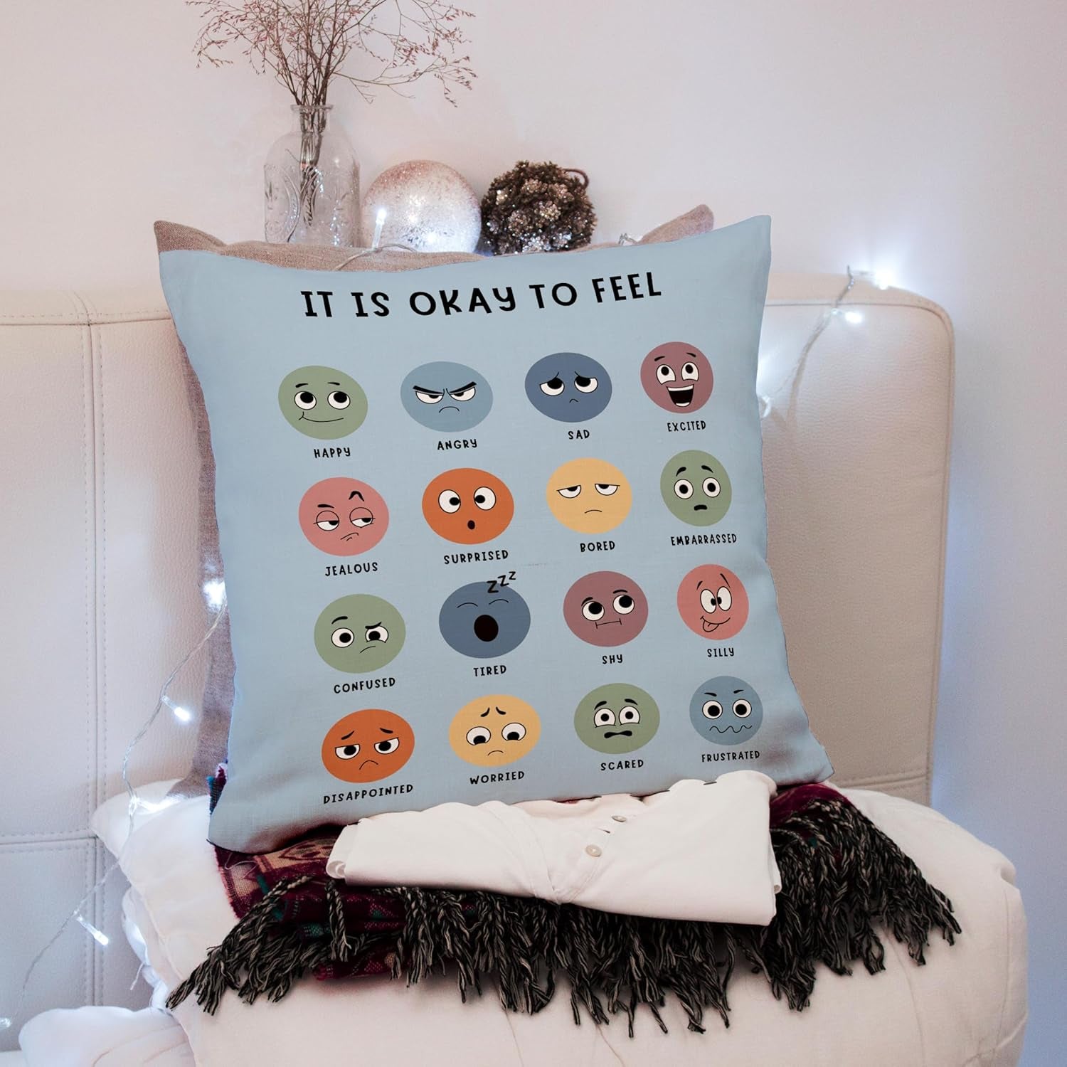 Counseling Office Must Haves Blue Pillow Cover, Calming Corner, Mental Health Pillowcase Decor for Home Kids,Mental Health Counselor Gifts, Calming Corner Pillow Covers 24X24