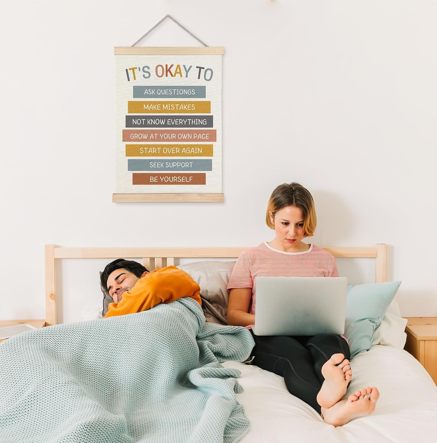 Mental Health It'S OK to Wall Art Poster Framed, Mental Health Awareness Canvas Wall Art Prints for School Counselor Therapist Office Decor, 12X16 Inches