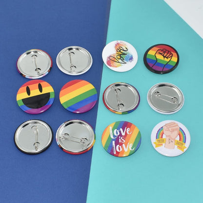 14Pcs LGBTQ Pride Pride Rainbow Brooch round Badge Button Pin 1.7 Inch/44Mm for Decorate Hat Shirt Clothing Bag Accessories 7 Different Patterns