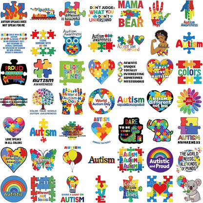 Healing Stickers Autism Stickers 50 Pcs Autism Awareness Waterproof Vinyl Decals for Water Bottles Laptop Luggage Cup Computer Mobile Phone Skateboard Guitar Helmet Snowboard Décor