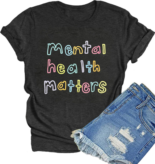 Women'S Mental Health Awareness Shirt Mental Health Matters Graphic Short Sleeve Tee Tops