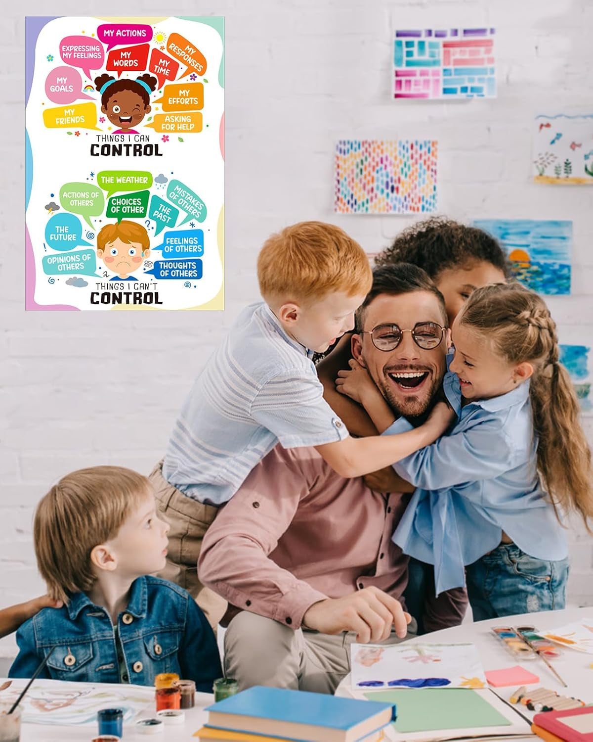 Things I Can Control-Things I Cannot Control Mental Health Posters for Boho Classroom Decor Home Mental Health Educational Posters for Boys Girls Teachers Elementary Back to School Supplies