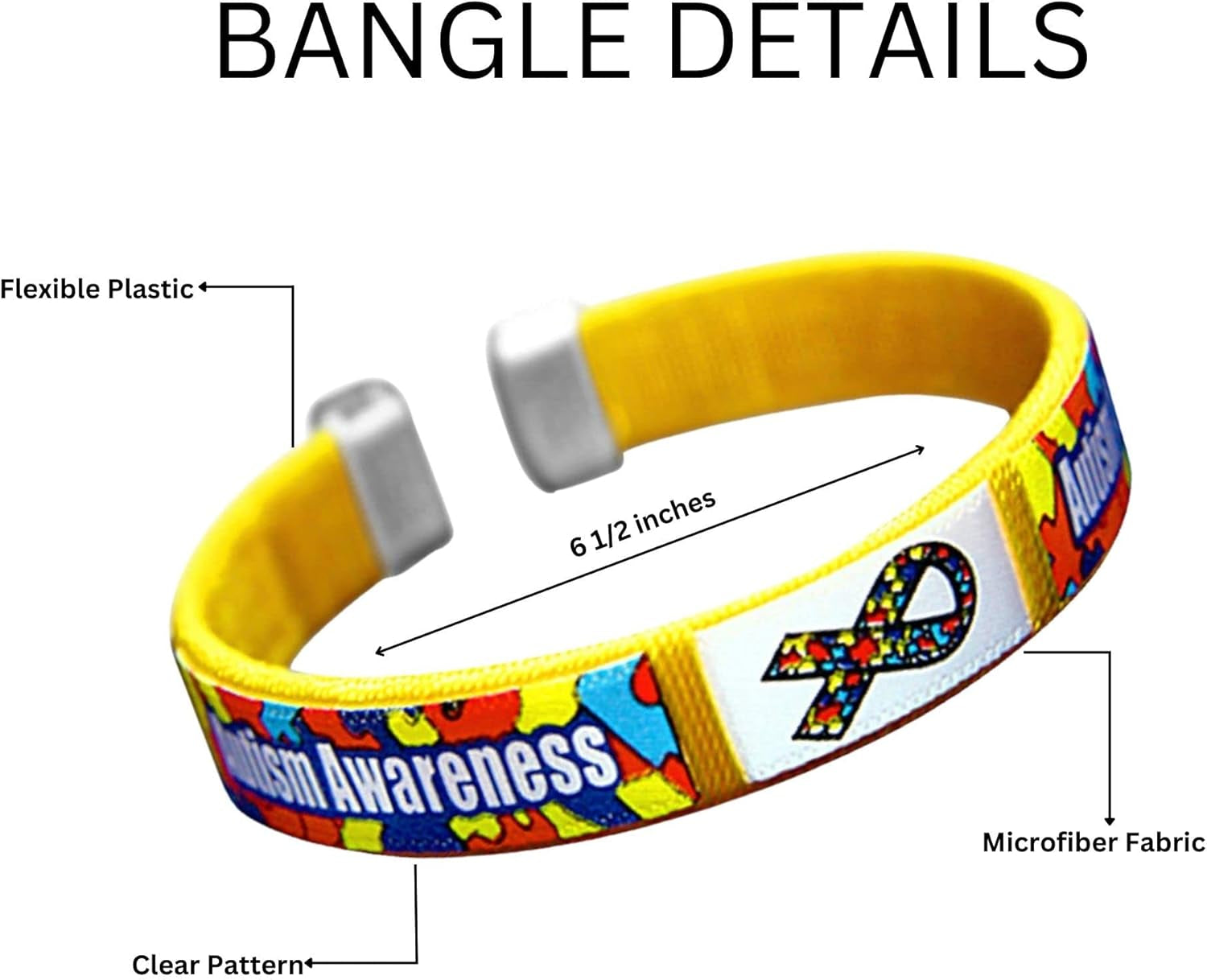 Autism Awareness Bangle Bracelet - Autism Ribbon Wristbands for Small Wrist - Perfect for Gift-Giving & Fundraising - 1 Bracelet