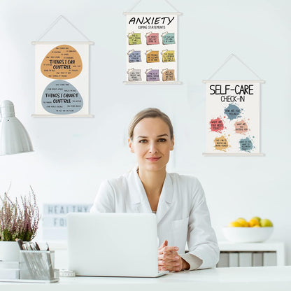 3 Pcs Mental Health Posters Things I Can Control Therapy Office Decor Calming Corner Posters Psychology Positive Feelings Emotions Hangings for Behavior Counseling Mental Health Gifts