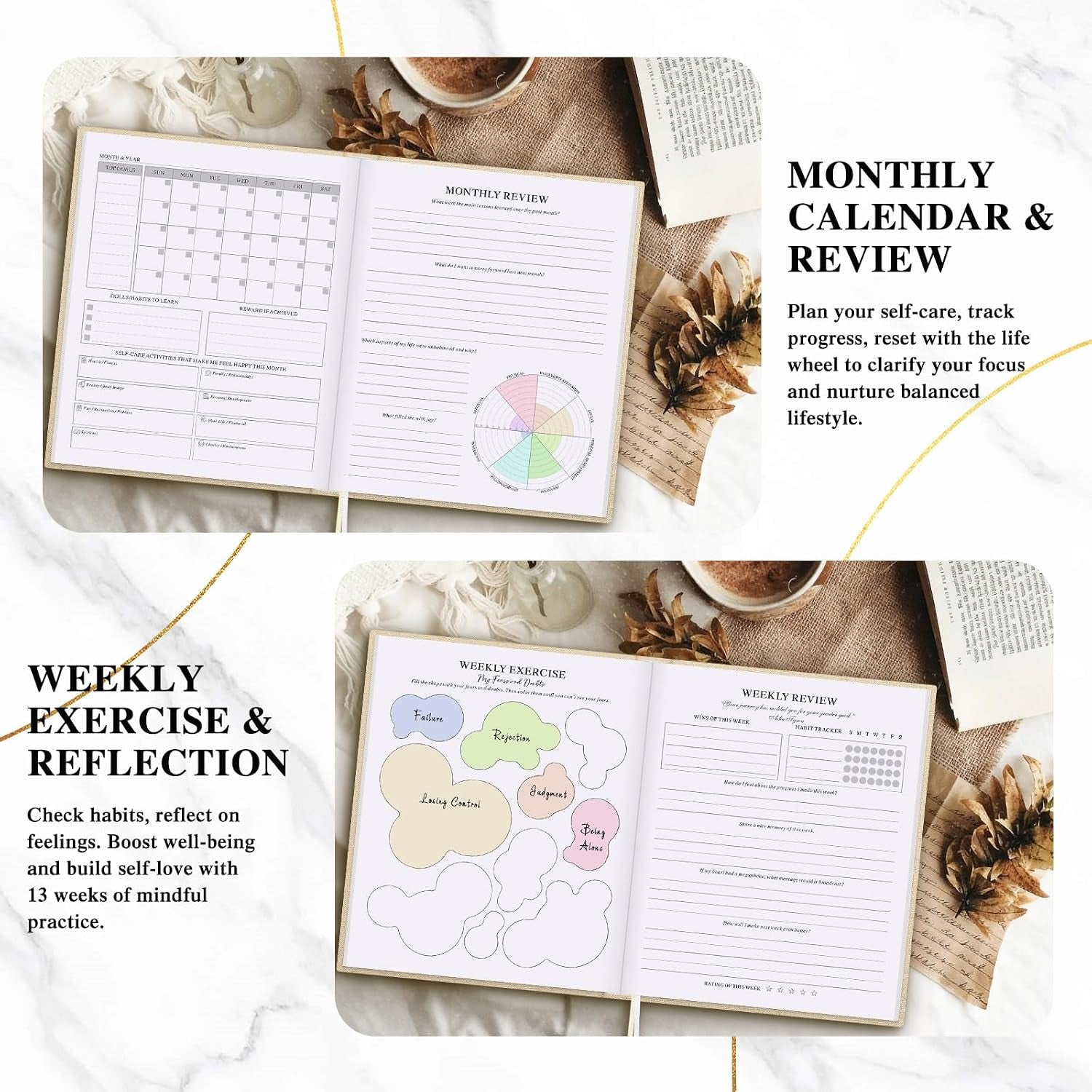 Self-Care Journal for Women: Guided Prompts for Self-Love, Daily Reflection, Wellness, and Gratitude - 5-Minute Mental Health Notebook with Mindfulness Mood Log, 240 Pages, Beige