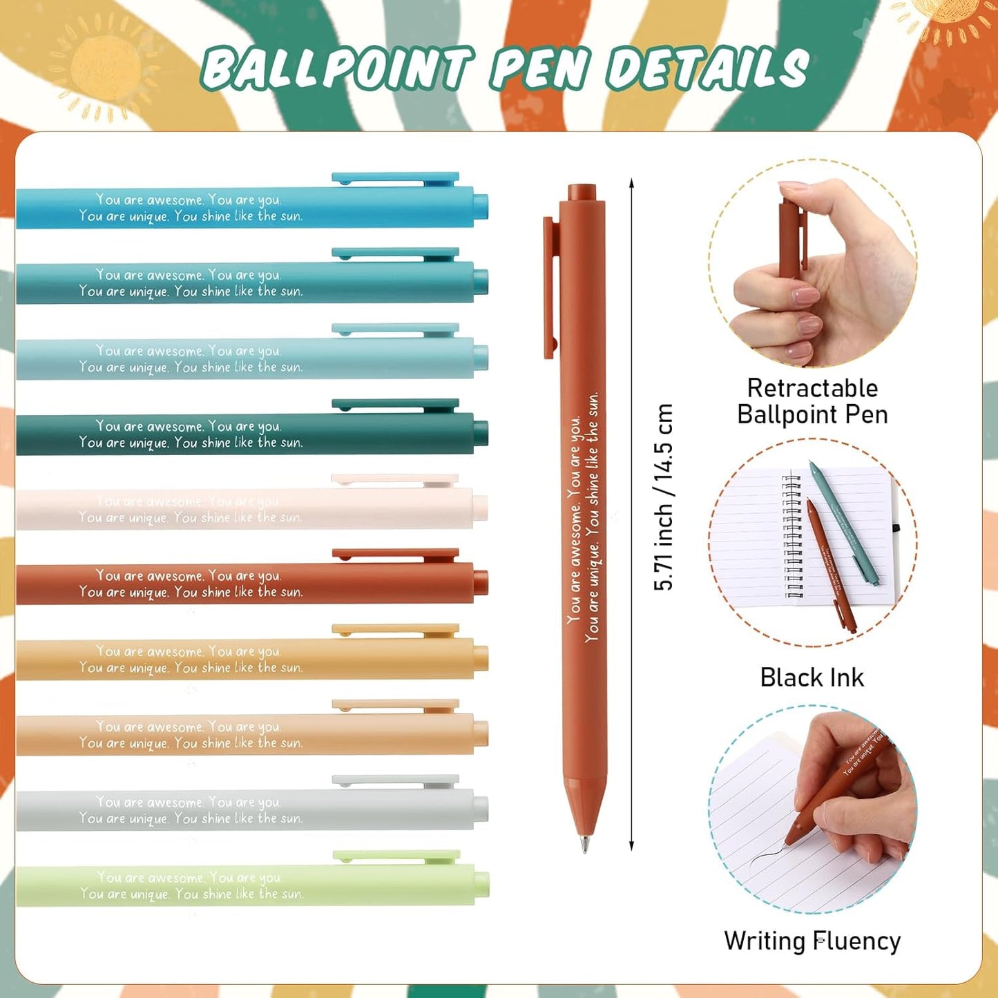 20 Pcs Mental Health Gifts for Women Men Self Care Items Bulk Include 10 Mental Health Notebook with Sticky Note 10 Positive Pens Affirmation Journals Wellness Gifts for Coworkers Teachers