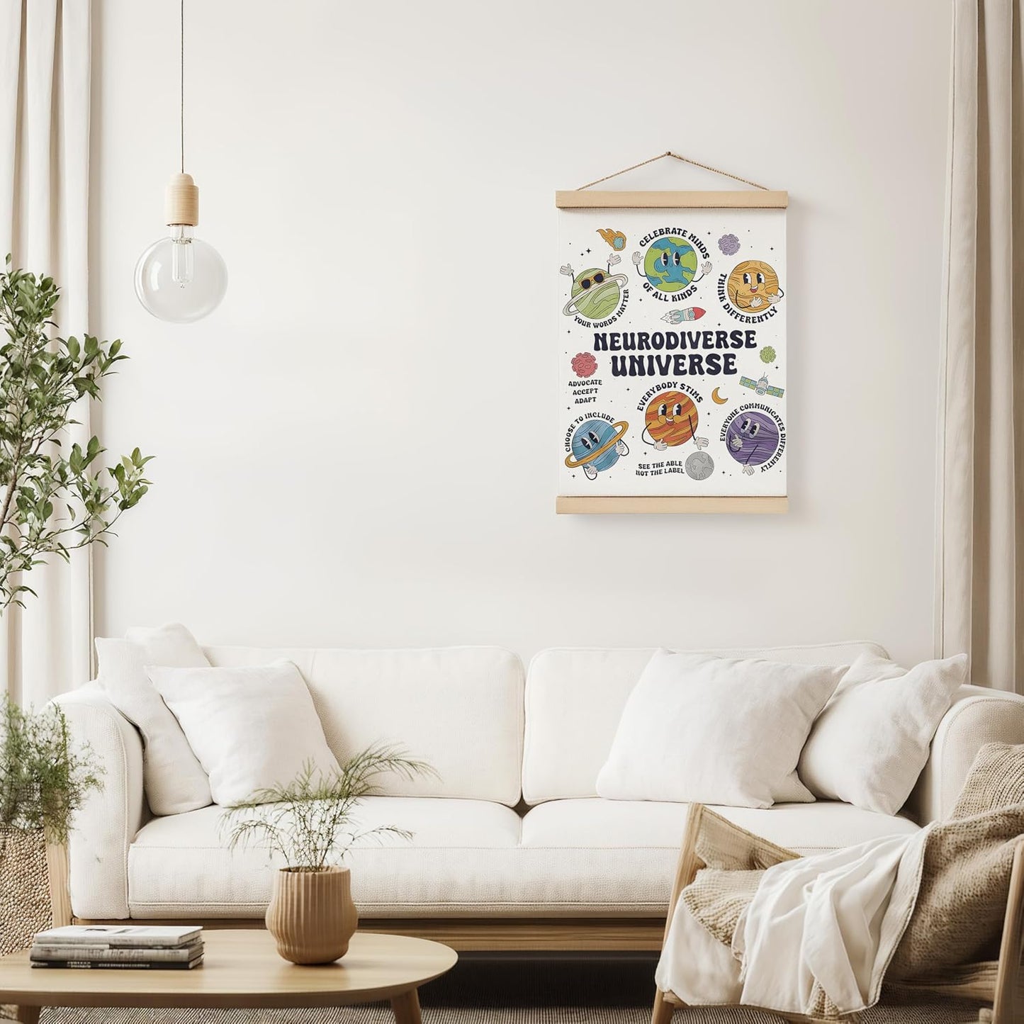 Neurodiversity Universe Wall Decor,Mental Health Poster Hanger Frame 12X16,Mental Health Gifts，Space Themed Classroom Counseling Therapy Wall Art for Kids Classroom Nursery，Therapy Office Decor