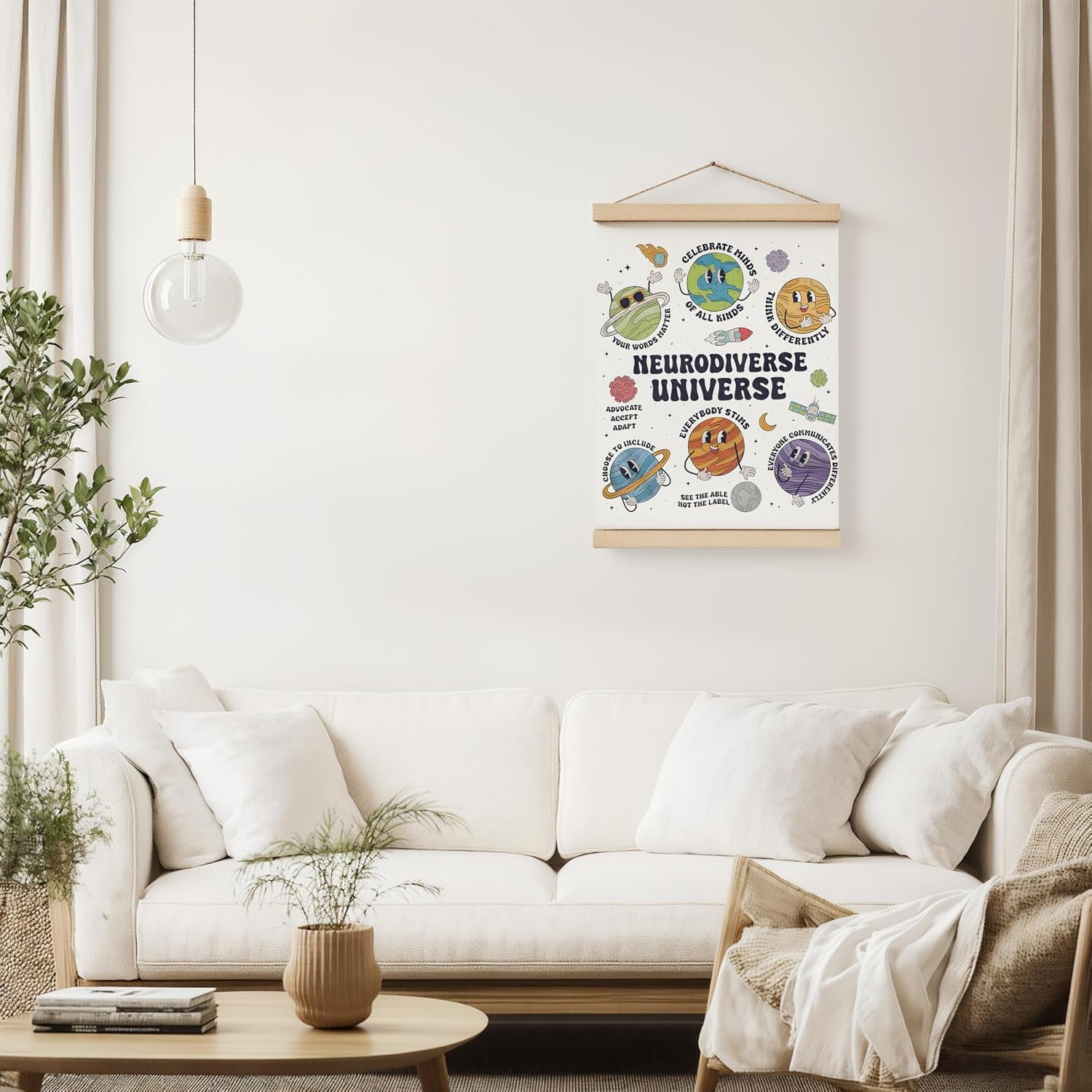 Neurodiversity Universe Wall Decor,Mental Health Poster Hanger Frame 12X16,Mental Health Gifts，Space Themed Classroom Counseling Therapy Wall Art for Kids Classroom Nursery，Therapy Office Decor