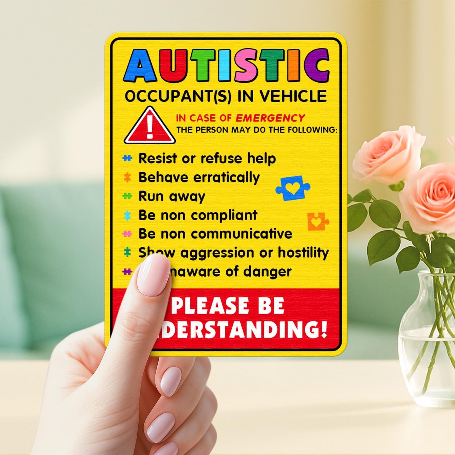 (4 Pcs) Autism Awareness Stickers - Autism Stickers for Car, Bumper, Truck, Tumbler, Laptop - Autism Decals for Car - 4 Inch Autistic Child on Board Stickers