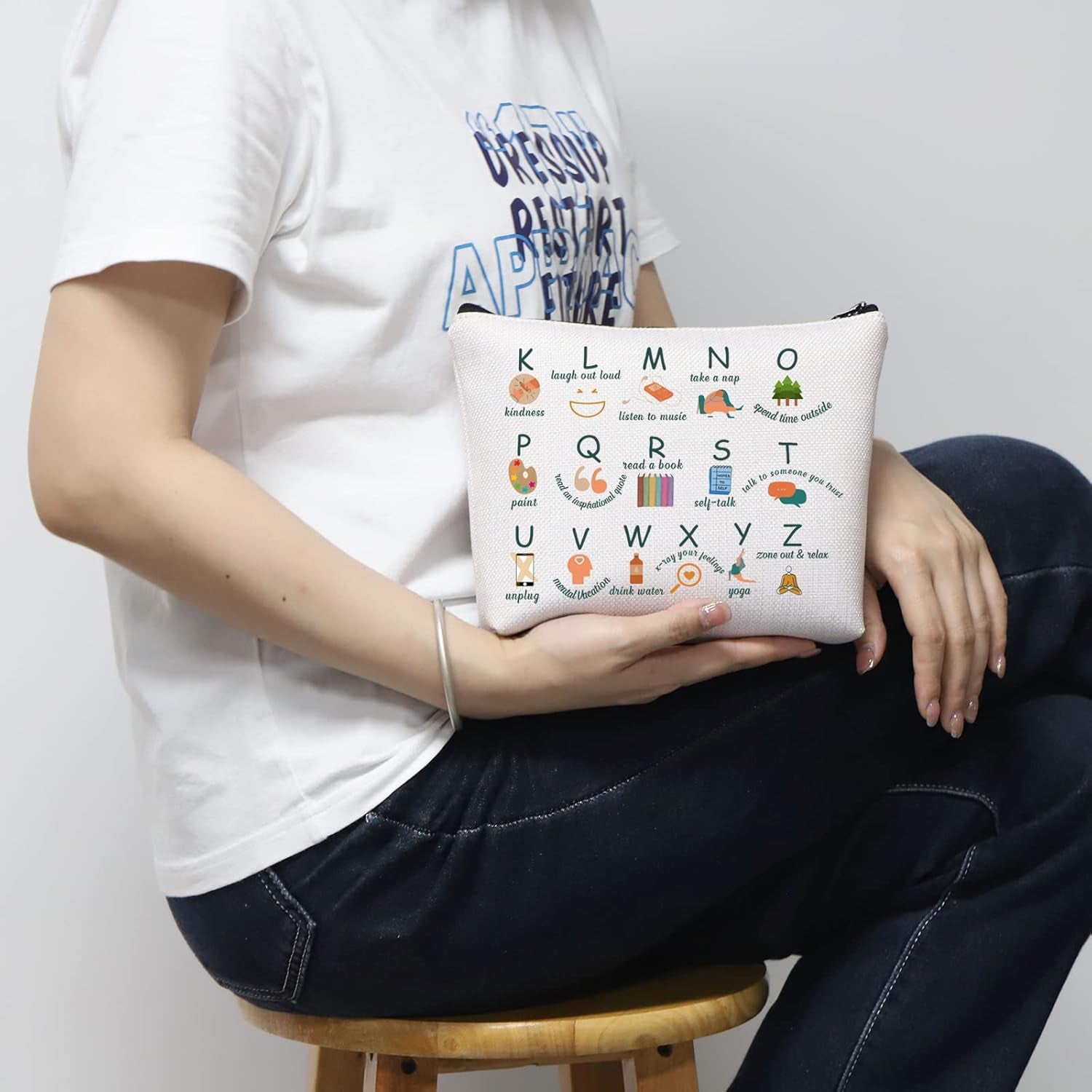 Coping Skills Alphabet Tote Bag Counselor Handbag Mental Health Awareness Bag Therapist Bag