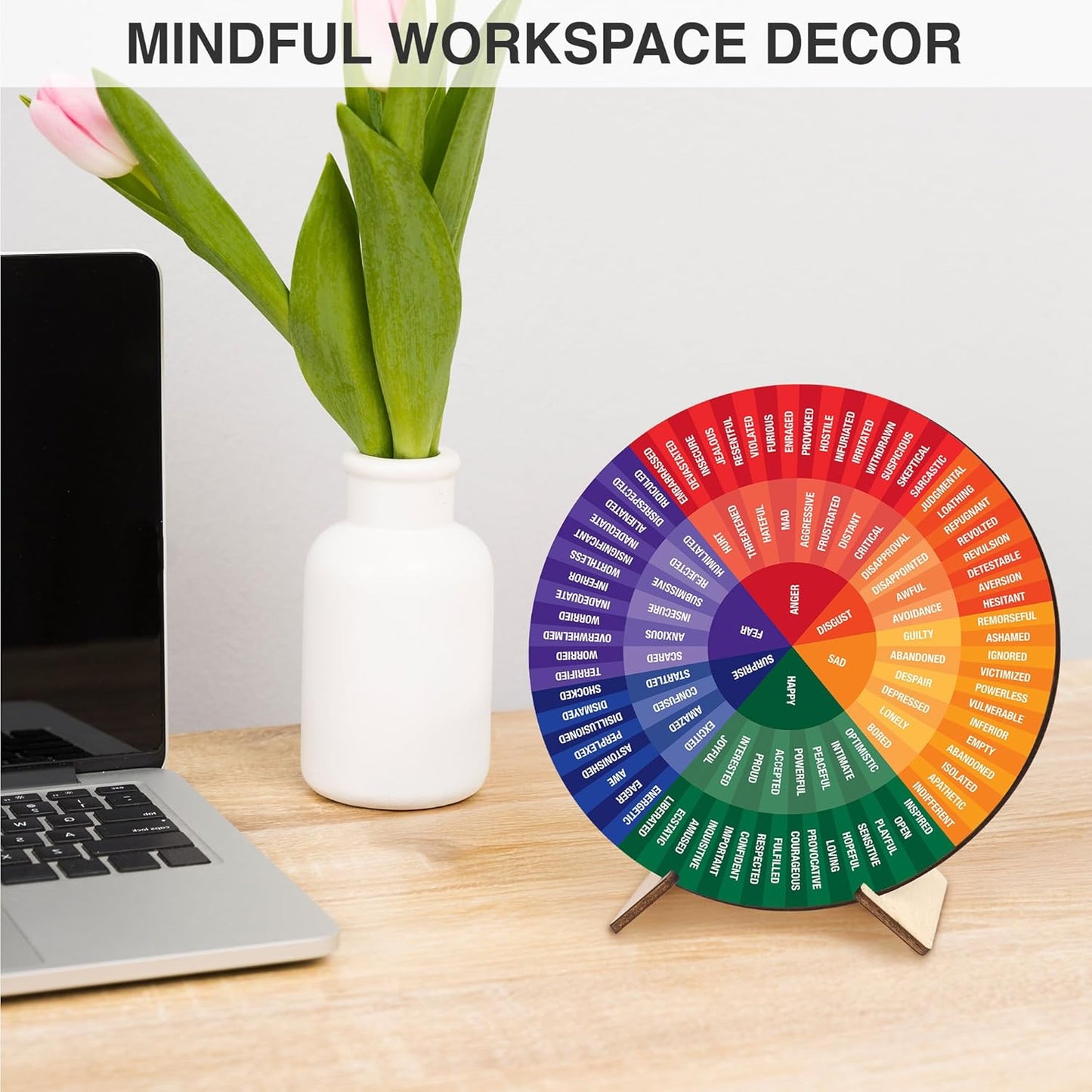 Feelings Wheel Therapy Office Desk Decor, Double Sided Emotion Wheel Chart for Mental Health Decor, Counseling Office Must Haves, Therapist Gifts, Mental Health Feelings Chart for Women Men