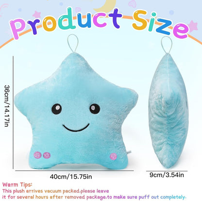 Sensory Toys for Kids with Autism,14" Soft Toddler Pillow with Light &Music,Plush Star Night Light,Light up Adhd Autism Sensory Products,Birthday Xmas Easter Gifts for Boys 3 4 5 6 7 8 9 10 Blue