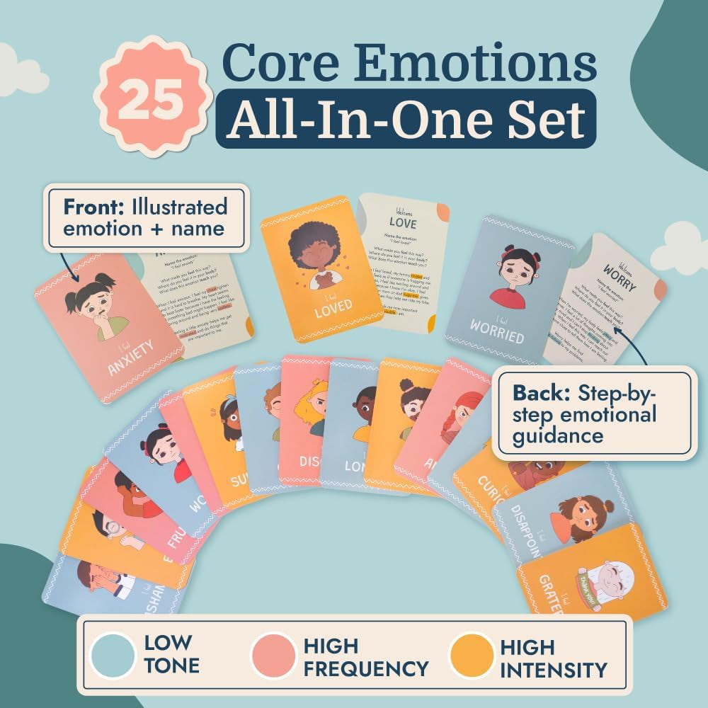 Emotion Flashcards – 25 Emotion Cards for Toddlers - Help Toddlers Identify Emotions – Emotion Cards for Kids – Fun Illustrations Mixed Emotions Card Deck & Feelings Card - 2-8 Years