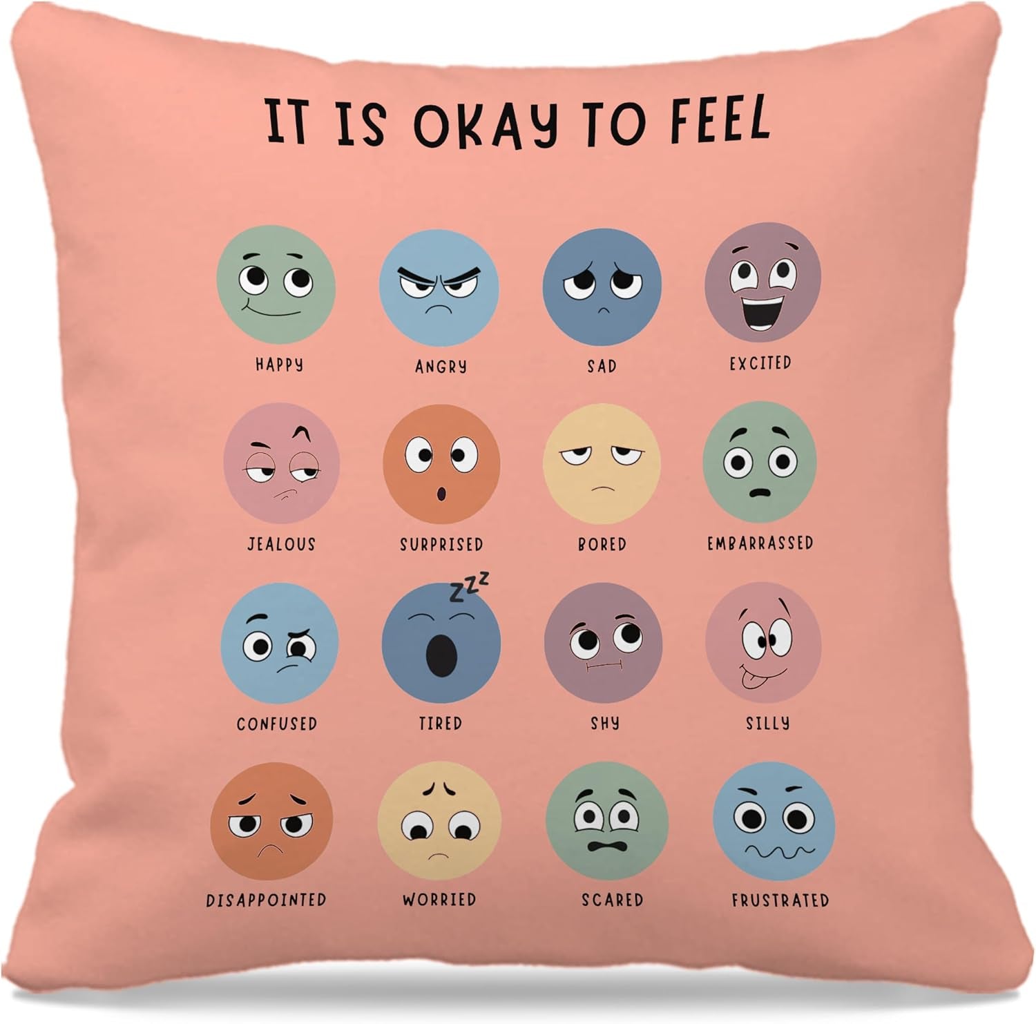 Calming Corner, Mental Health Pillowcase Pink-Orange Pillow Cover, Counseling Office Must Haves Decor for Home Mental Health Counselor Gifts, Calming Corner Pillow Covers 18X18