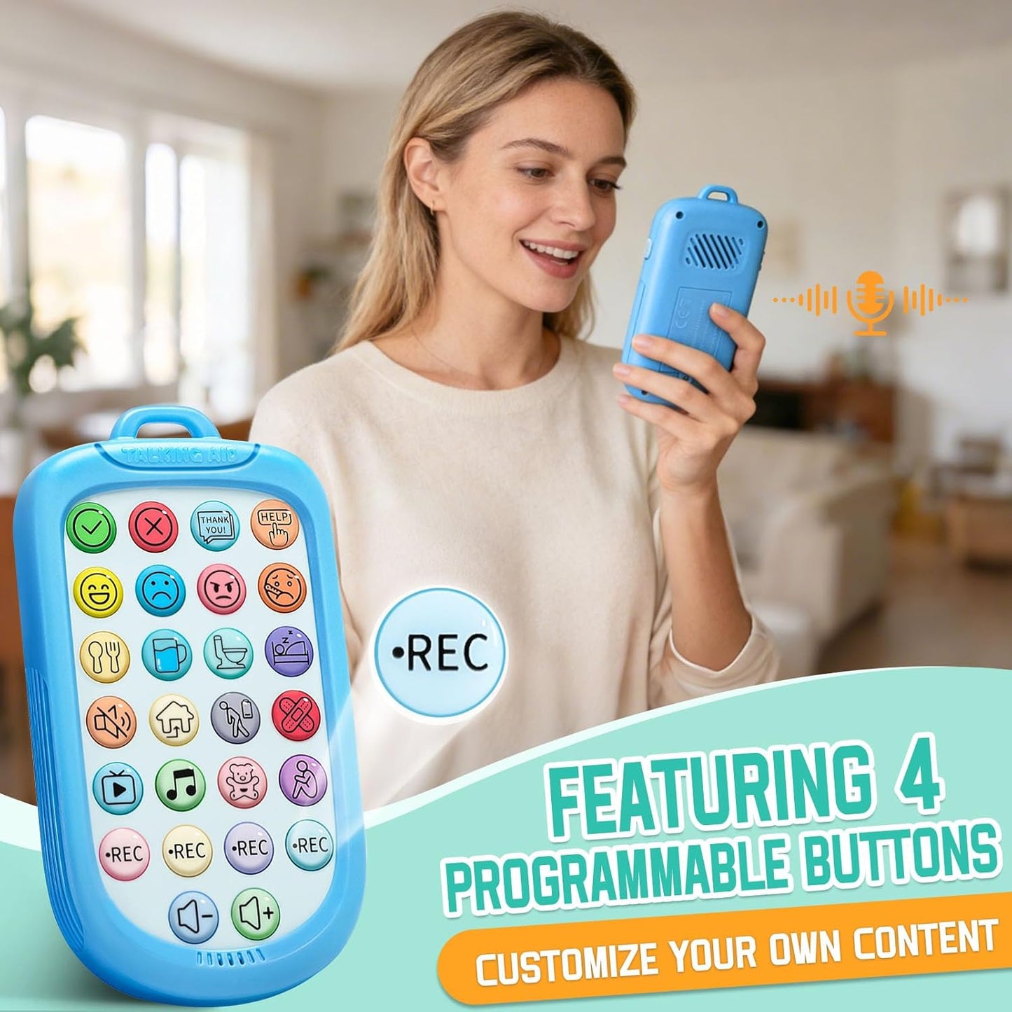 AAC Device for Autism,Portable Non Verbal Communication Tools for Speech Therapy & Stroke Rehab,Autism Talking Aids with Programmable for Home & School,Autism Sensory Toys for Kids & Adults