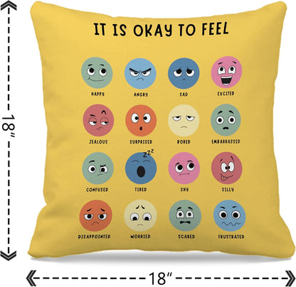Calming Corner Pillow Coers Counseling Office Must Haves Throw Pillow Cover, Mental Health Pillowcase Decor for Home Kids,Mental Health Counselor Gifts, Calming Corner Pillow Covers 18X18 Yellow