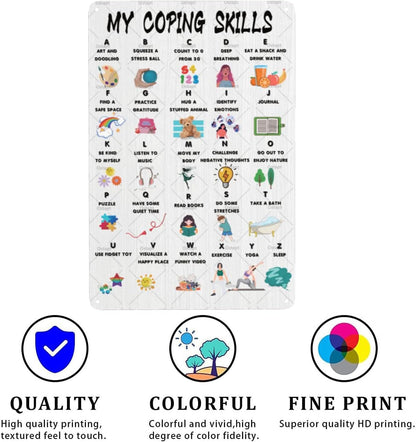 Coping Skills Decor Sign Coping Skills Alphabet School Psychologist Wall Decor Counselling Psychologist CBT Metal Tin Sign Mental Health Wall Art for Counseling Counselor Therapist 8X12 Inch