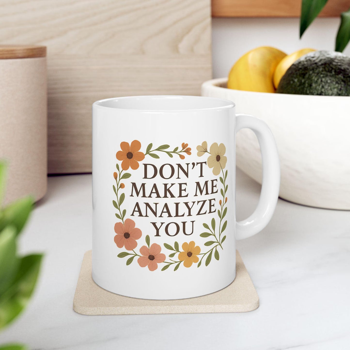 Funny Therapist Mug: Floral Mental Health Gift, Counselor Coffee Mug