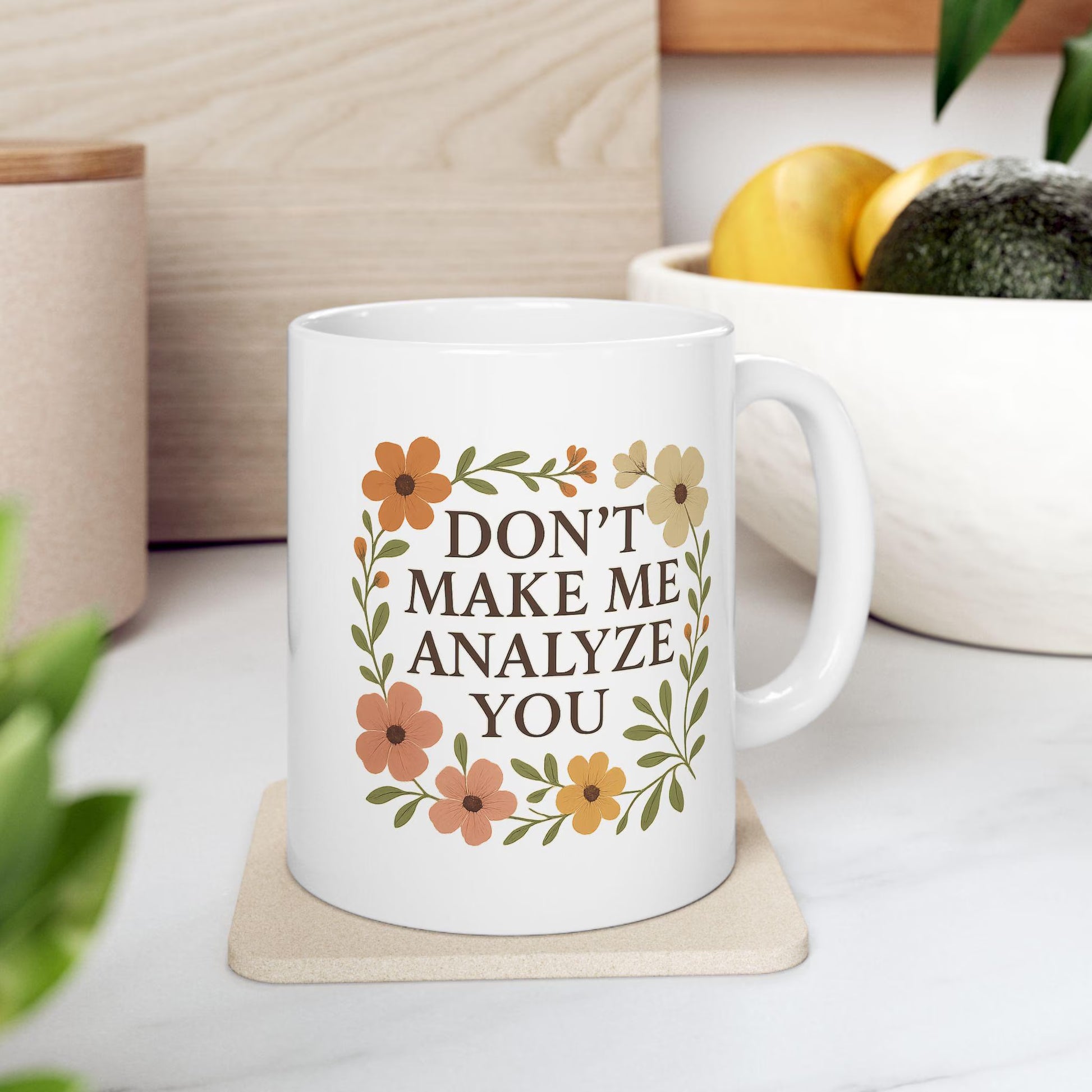 Funny Therapist Mug: Floral Mental Health Gift, Counselor Coffee Mug